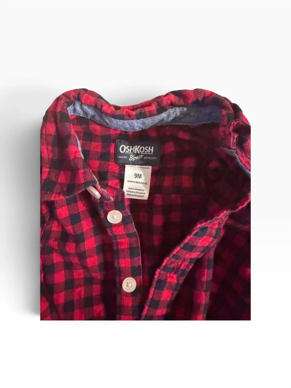 OshKosh B'gosh Red and Black Plaid Button-Up Onesie